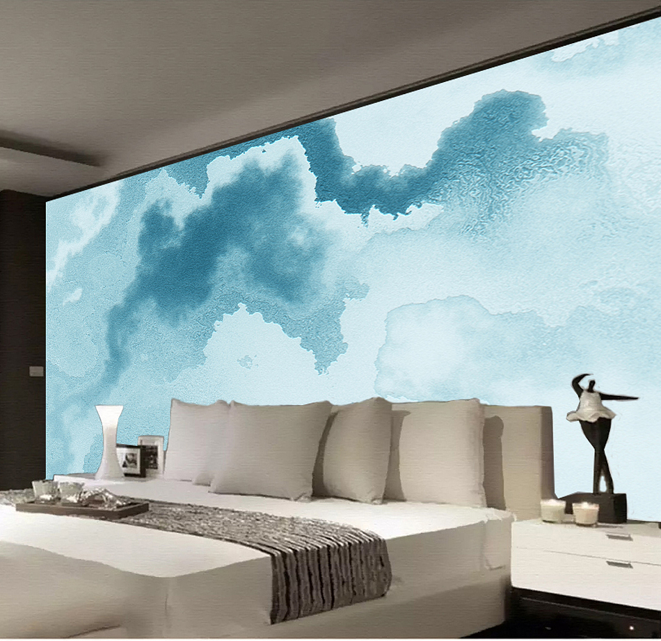 MICAHSO，2018 contemporary new infinite ink painting，Art，Background mural，Non repeating composition，sky blue，Sea blue，More art, more freedom，