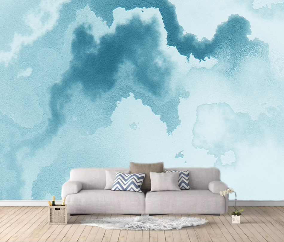 MICAHSO，2018 contemporary new infinite ink painting，Art，Background mural，Non repeating composition，sky blue，Sea blue，More art, more freedom，