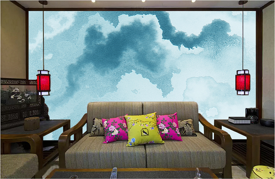 MICAHSO，2018 contemporary new infinite ink painting，Art，Background mural，Non repeating composition，sky blue，Sea blue，More art, more freedom，