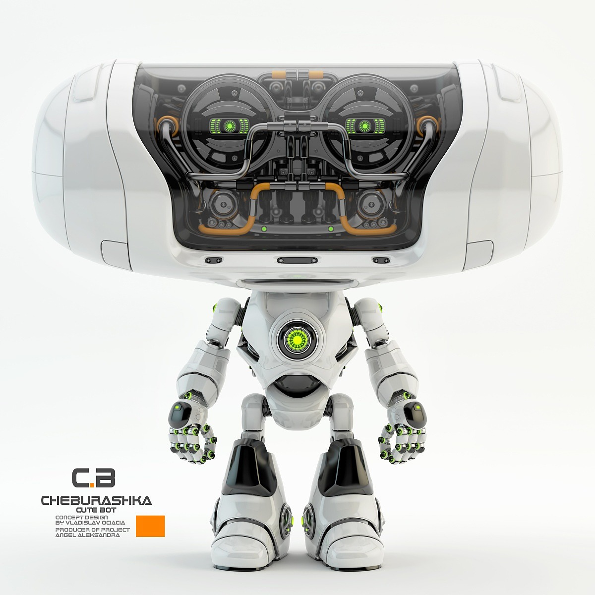 Big head robot，robot，Digital rendering，works，