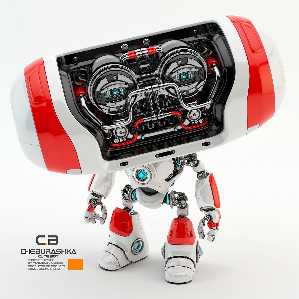 Big head robot，robot，Digital rendering，works，