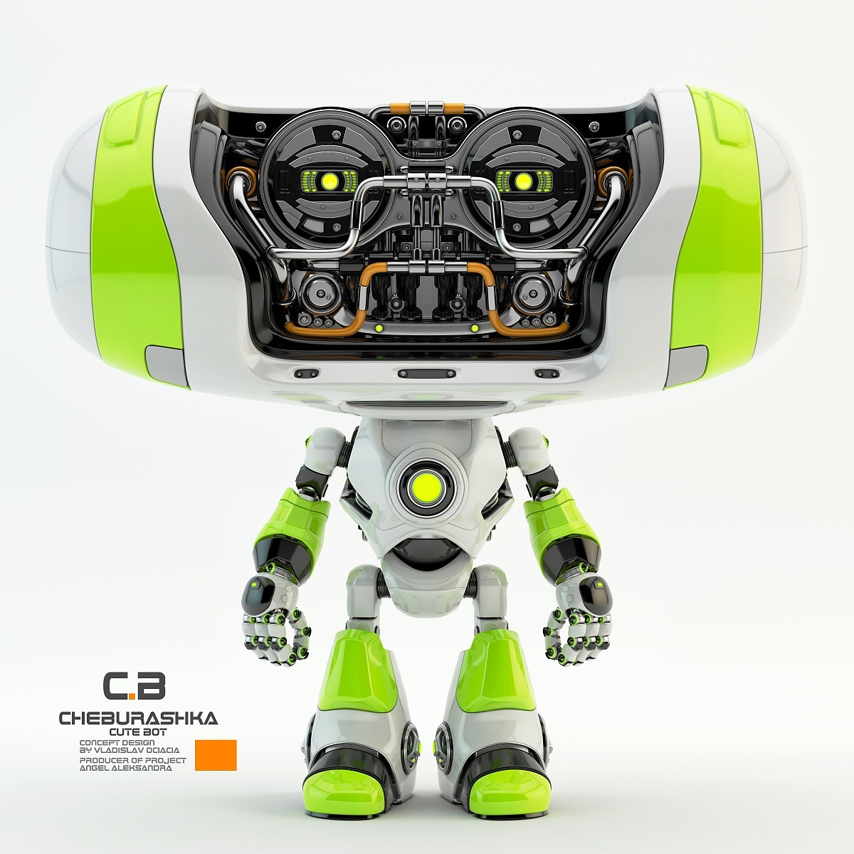 Big head robot，robot，Digital rendering，works，