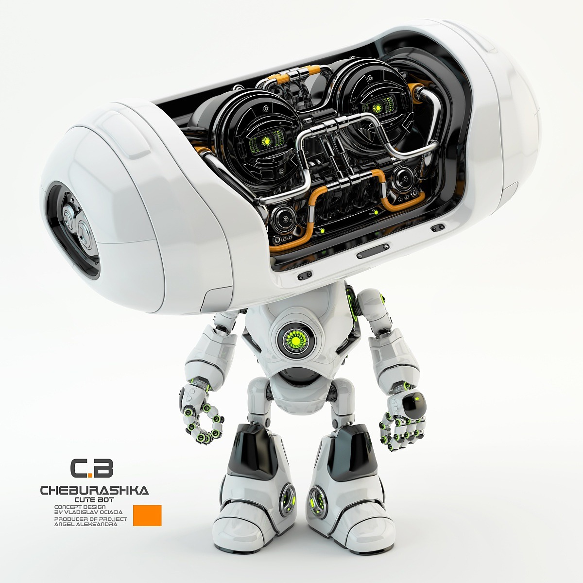 Big head robot，robot，Digital rendering，works，