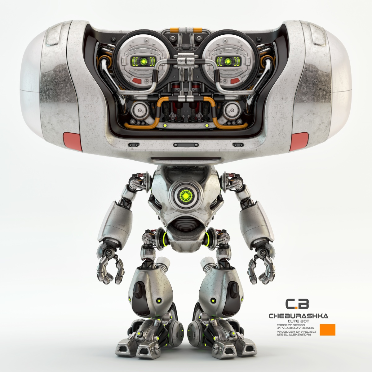 Big head robot，robot，Digital rendering，works，