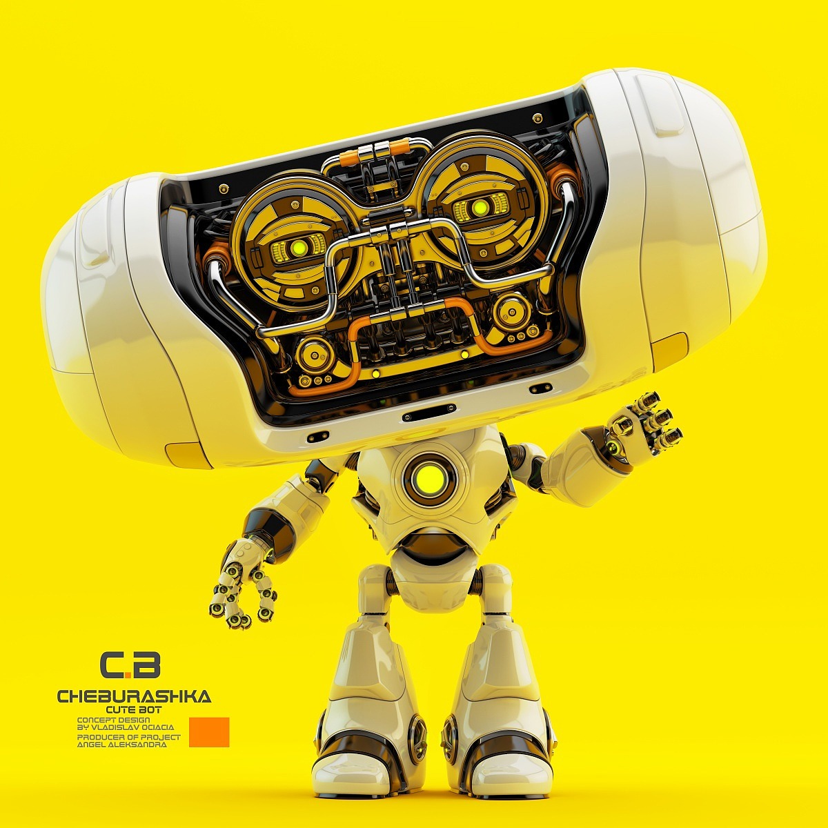 Big head robot，robot，Digital rendering，works，