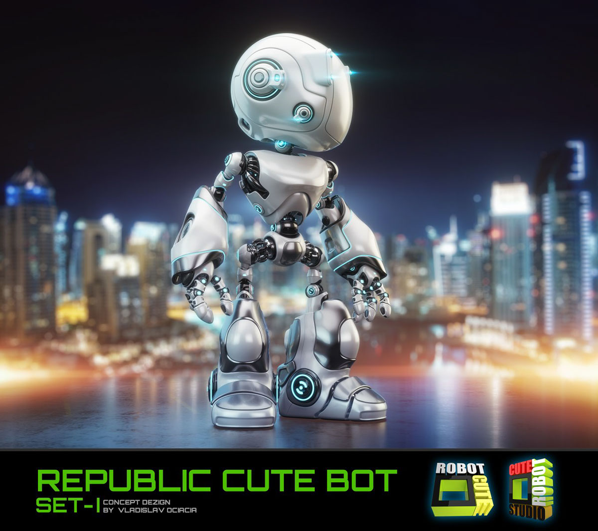 Big head robot，robot，Digital rendering，works，