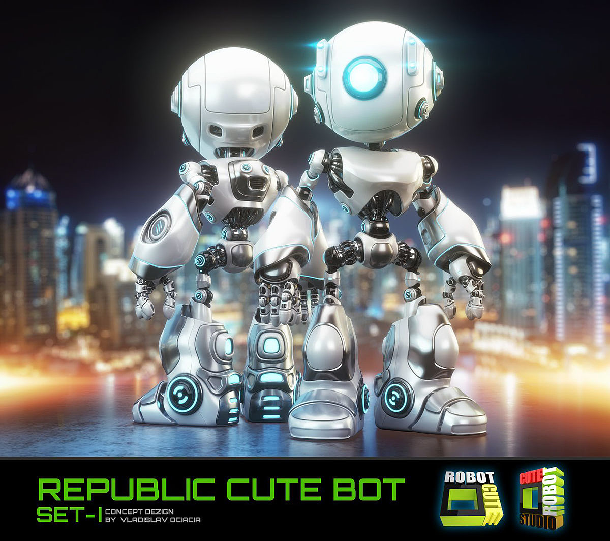 Big head robot，robot，Digital rendering，works，