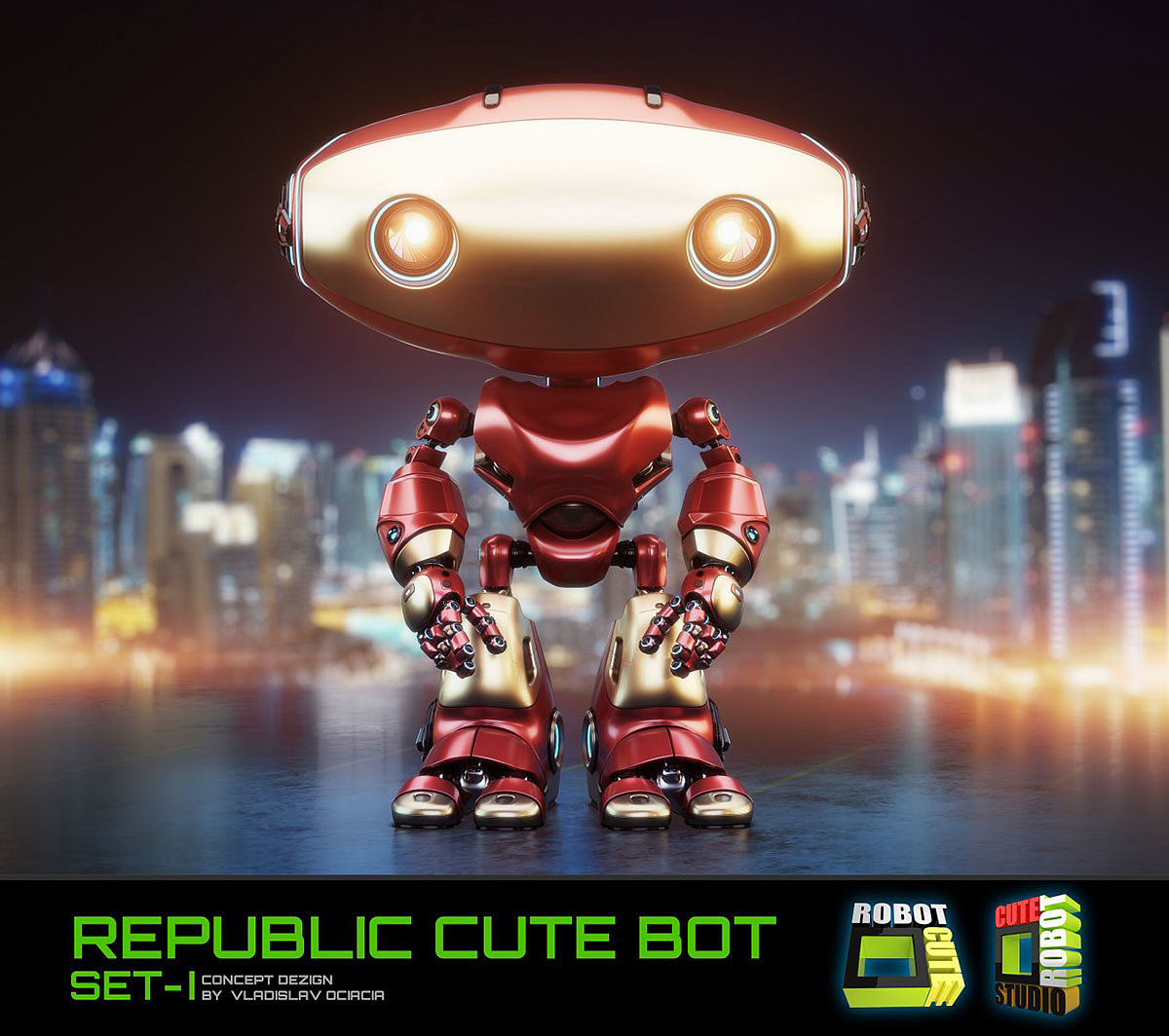 Big head robot，robot，Digital rendering，works，
