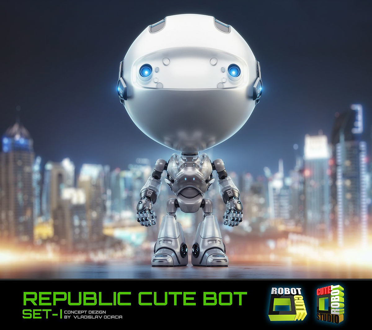 Big head robot，robot，Digital rendering，works，