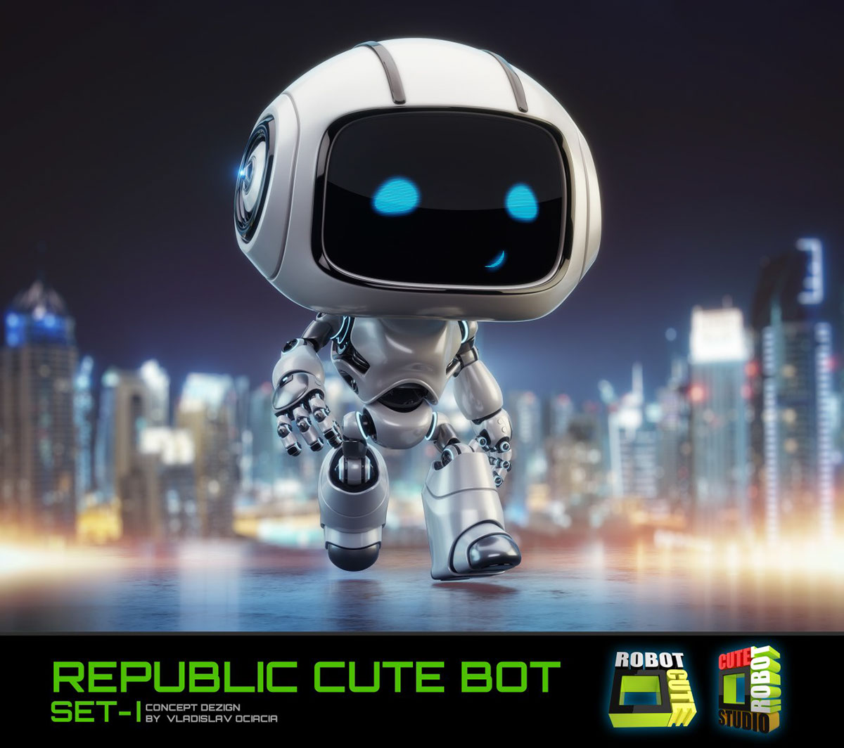 Big head robot，robot，Digital rendering，works，