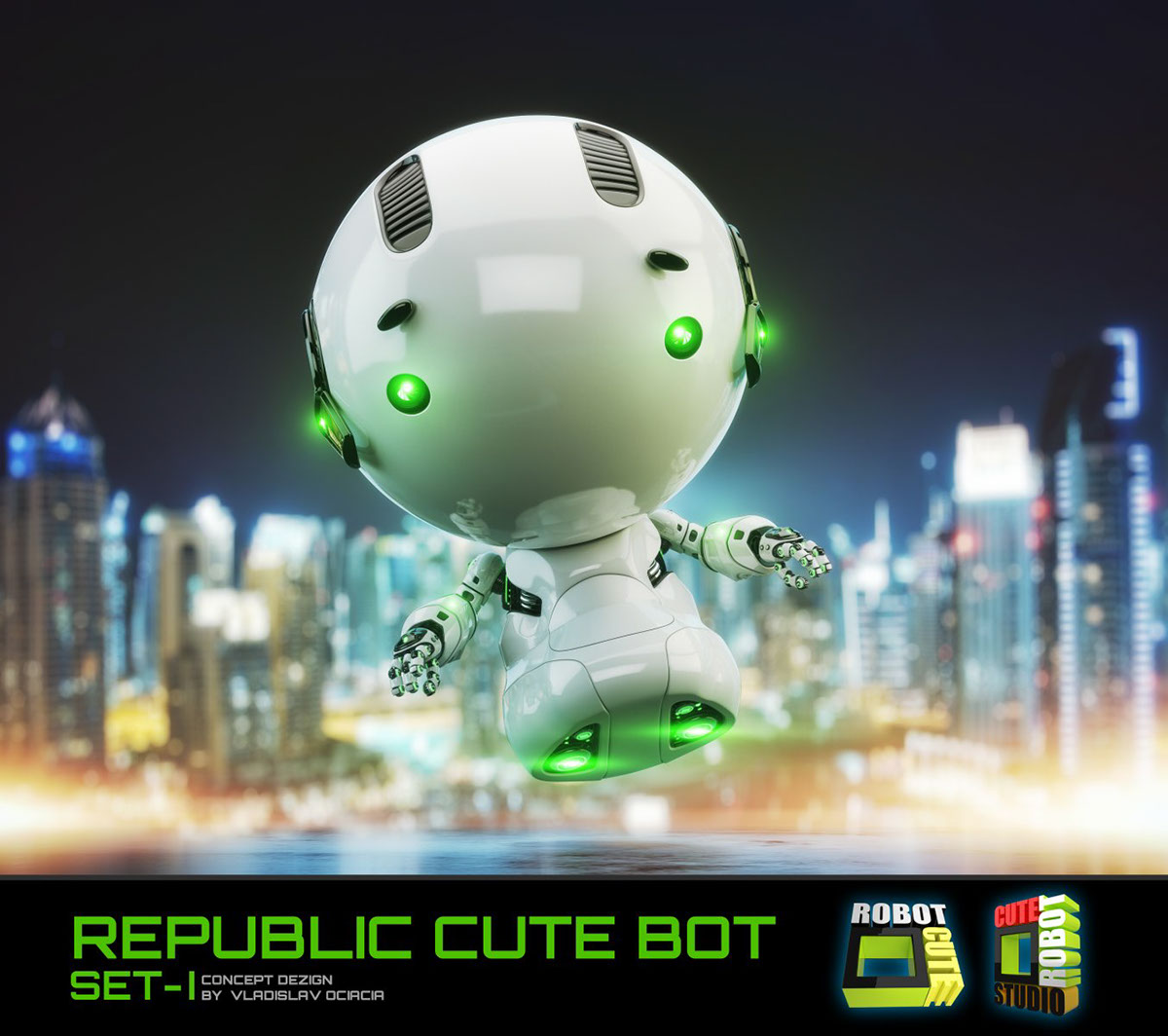 Big head robot，robot，Digital rendering，works，