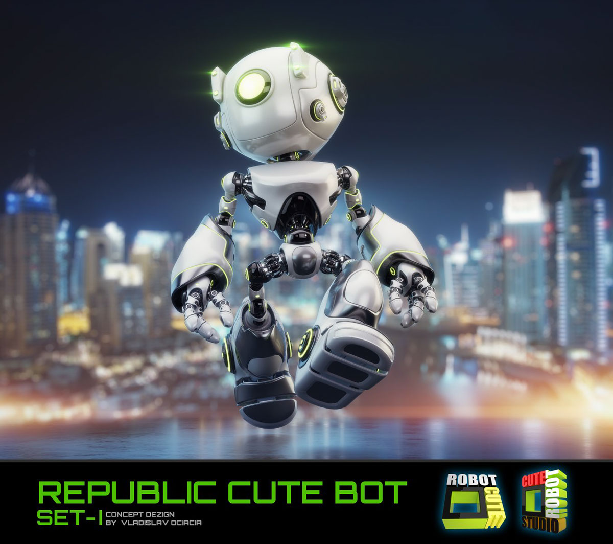 Big head robot，robot，Digital rendering，works，