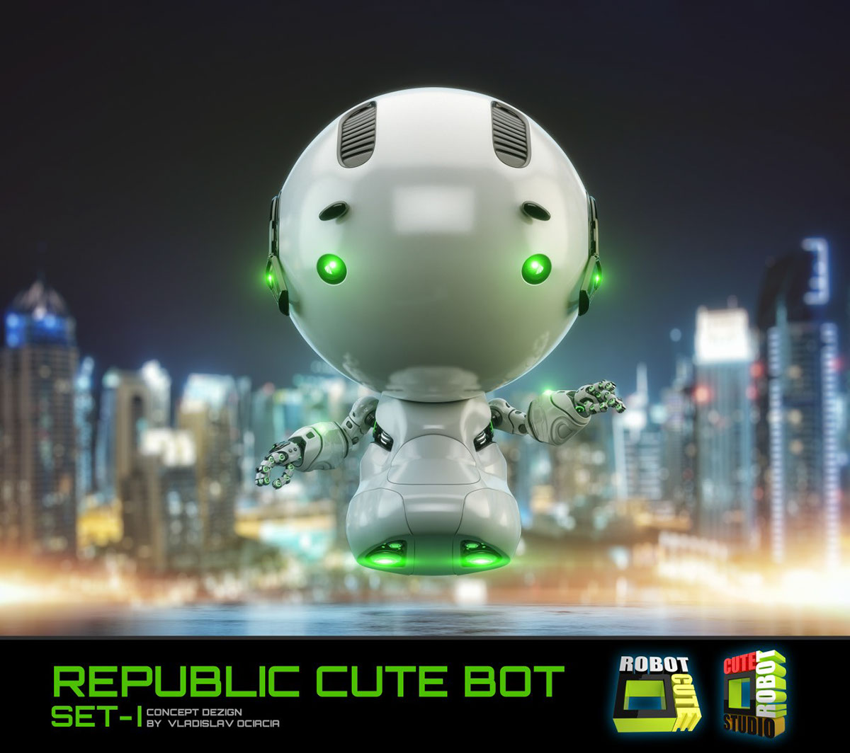 Big head robot，robot，Digital rendering，works，
