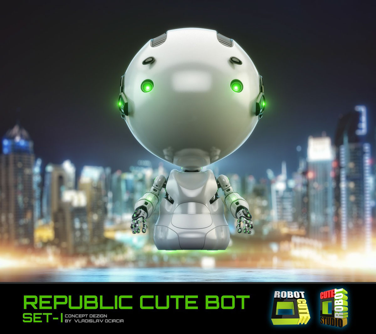 Big head robot，robot，Digital rendering，works，