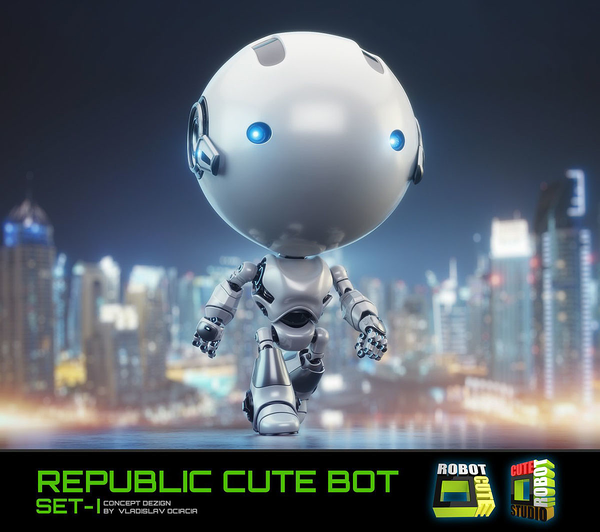 Big head robot，robot，Digital rendering，works，