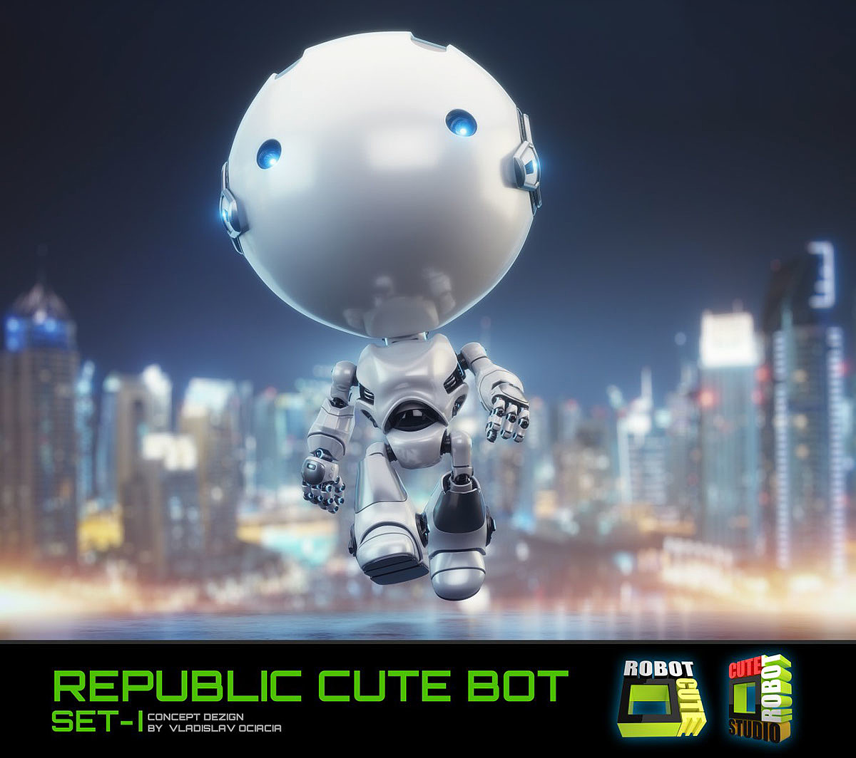 Big head robot，robot，Digital rendering，works，
