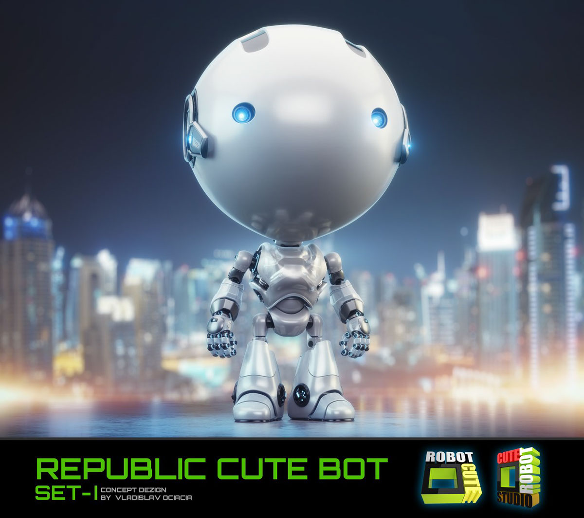 Big head robot，robot，Digital rendering，works，