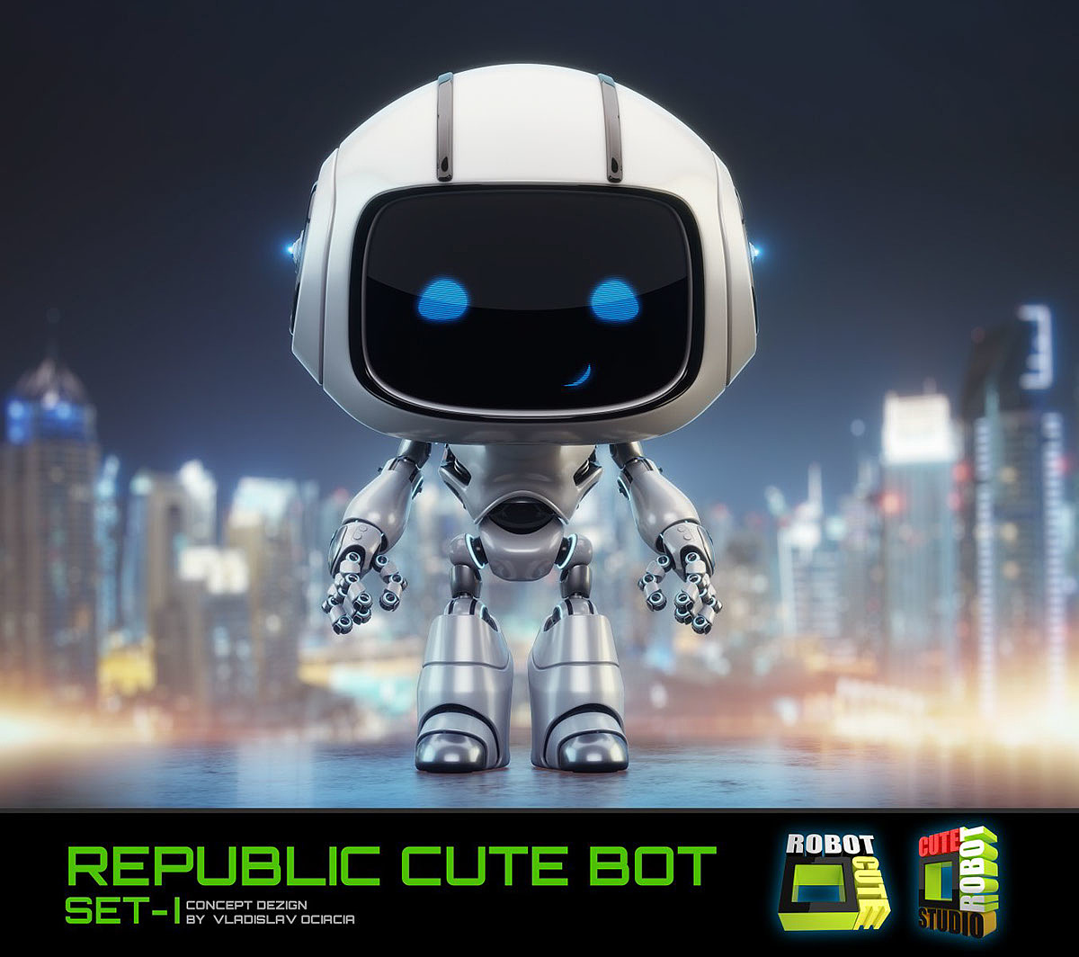 Big head robot，robot，Digital rendering，works，