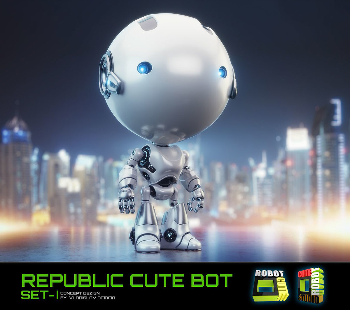 Big head robot，robot，Digital rendering，works，