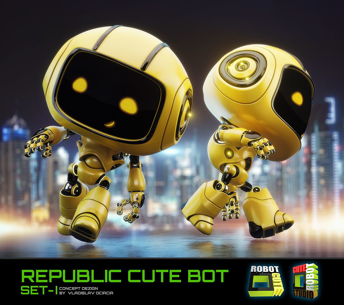 Big head robot，robot，Digital rendering，works，