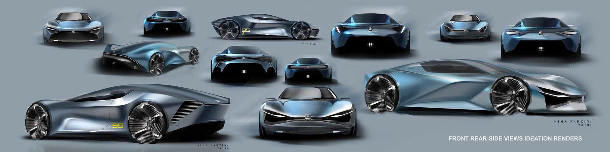 Automobile design，two-dimensional，Hand drawn，