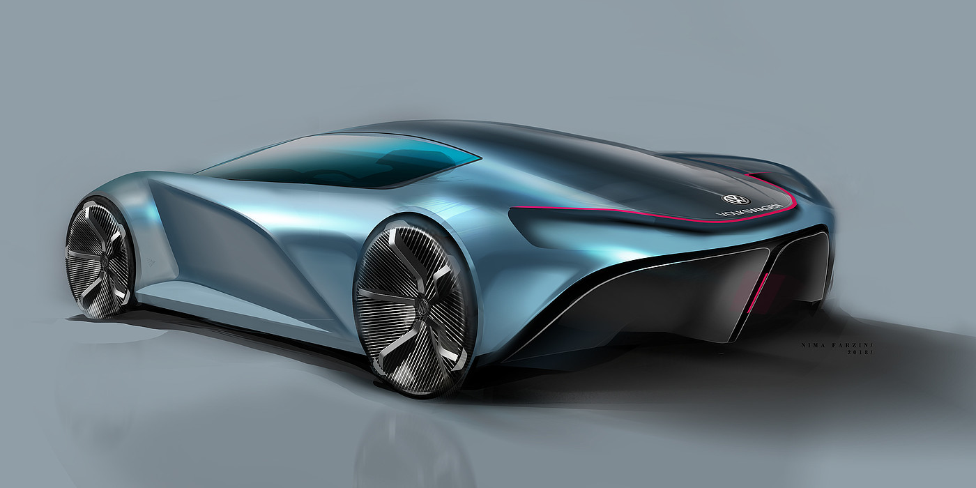 Automobile design，two-dimensional，Hand drawn，