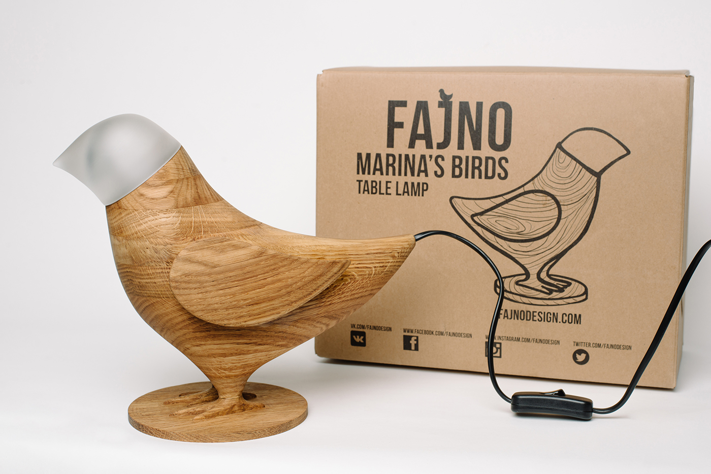 Marina's birds，interest，Desk lamp，Wood color，black，gules，