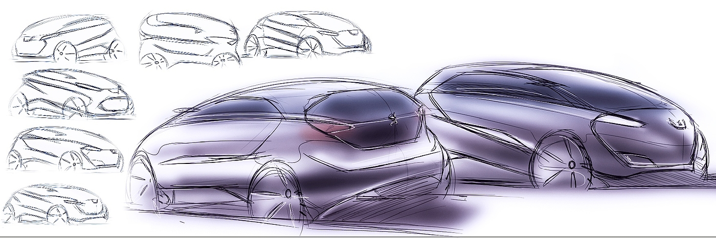 Automobile design，Hand drawn，