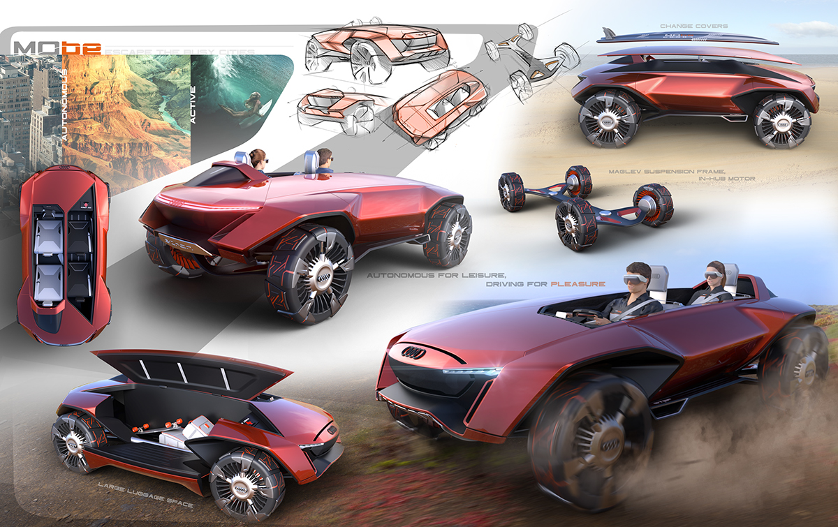 product design，vehicle，automobile，Audi Mo be，
