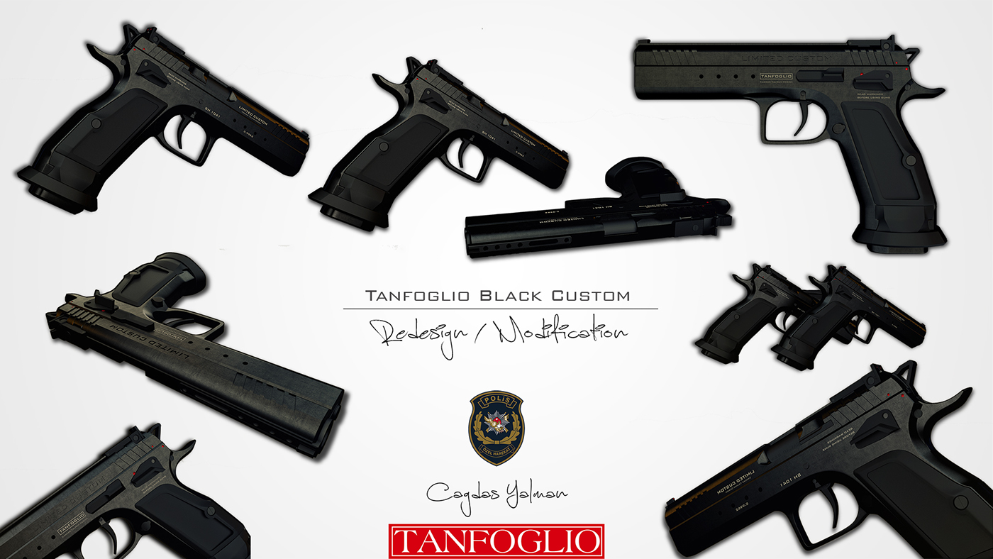 sketch，Black style，Black Custom，Tanfoglio，Black Police Pistol，firearms，