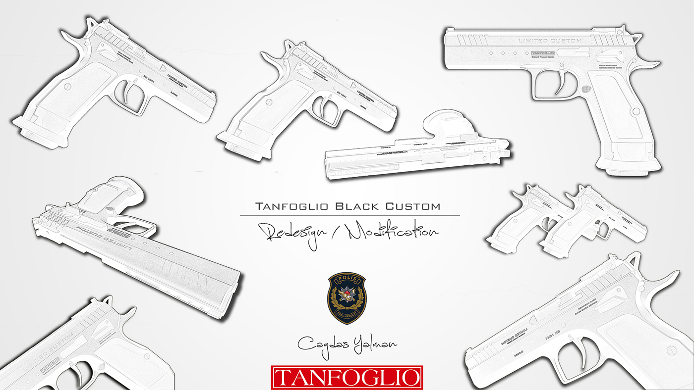 sketch，Black style，Black Custom，Tanfoglio，Black Police Pistol，firearms，