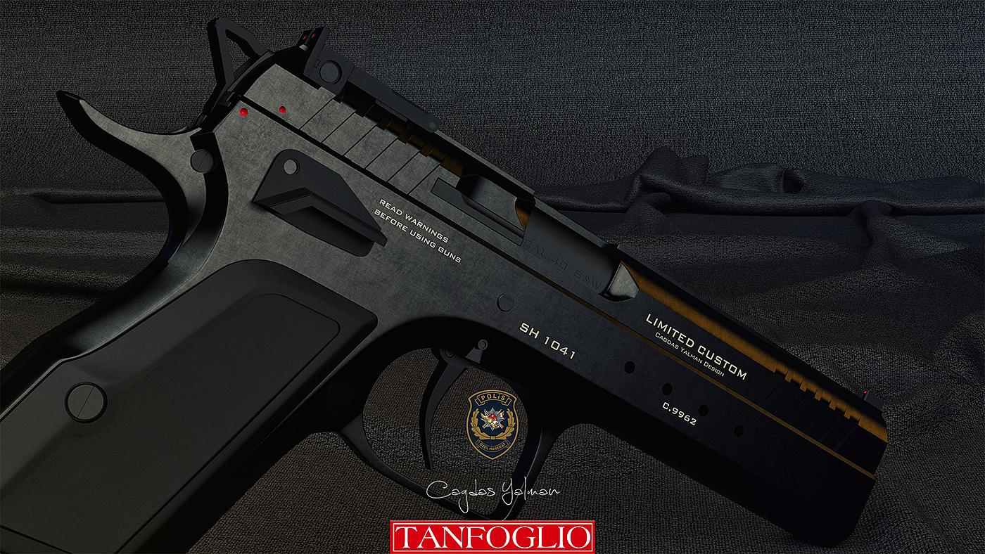 sketch，Black style，Black Custom，Tanfoglio，Black Police Pistol，firearms，