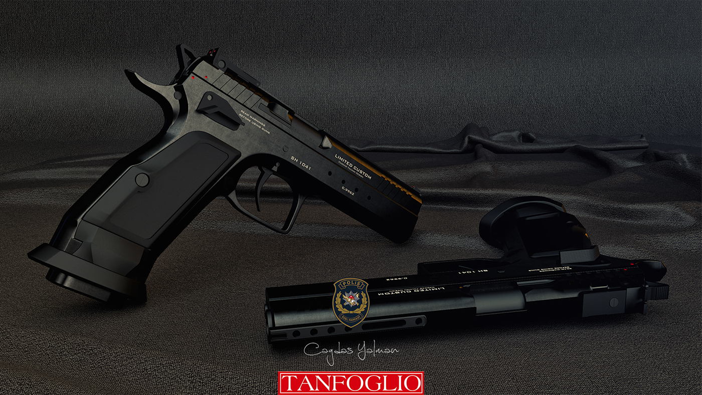 sketch，Black style，Black Custom，Tanfoglio，Black Police Pistol，firearms，