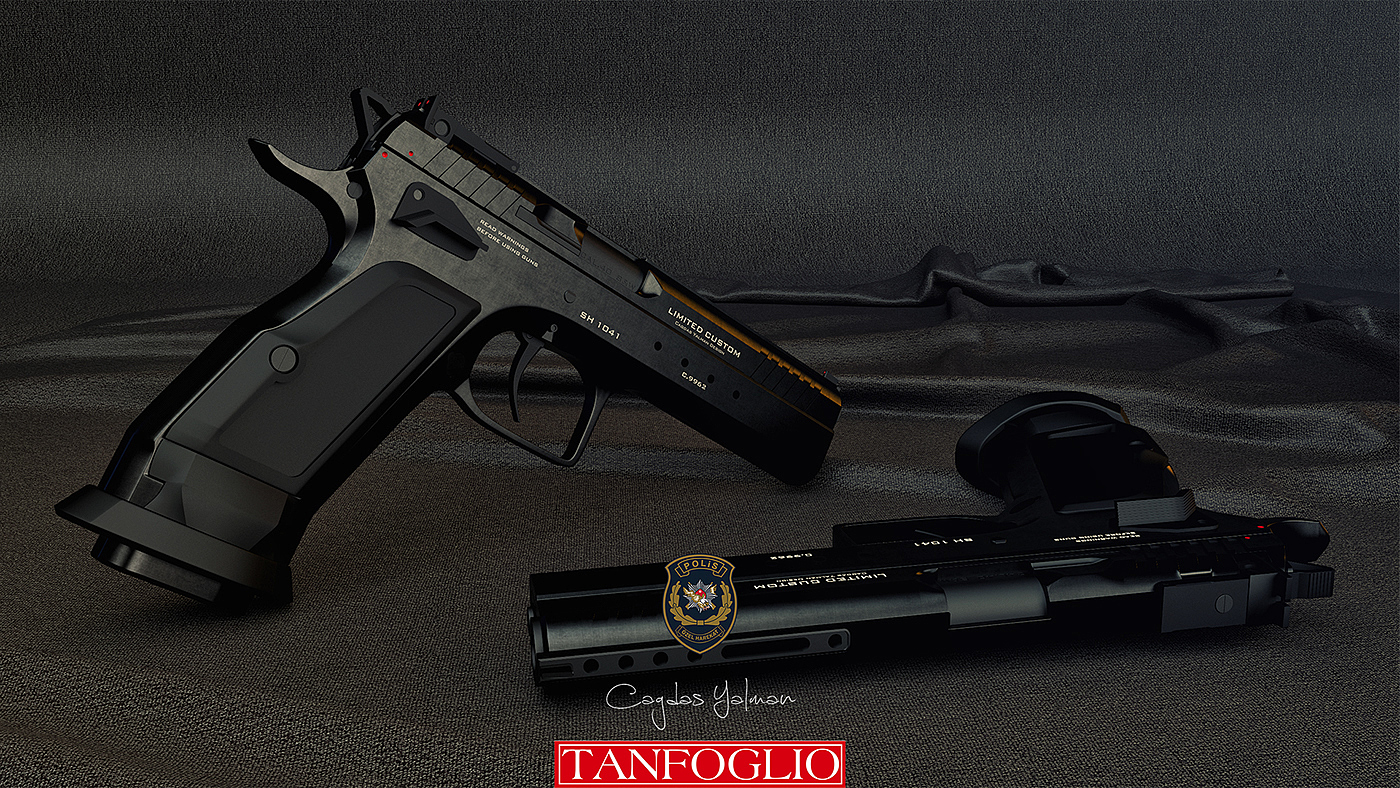 sketch，Black style，Black Custom，Tanfoglio，Black Police Pistol，firearms，