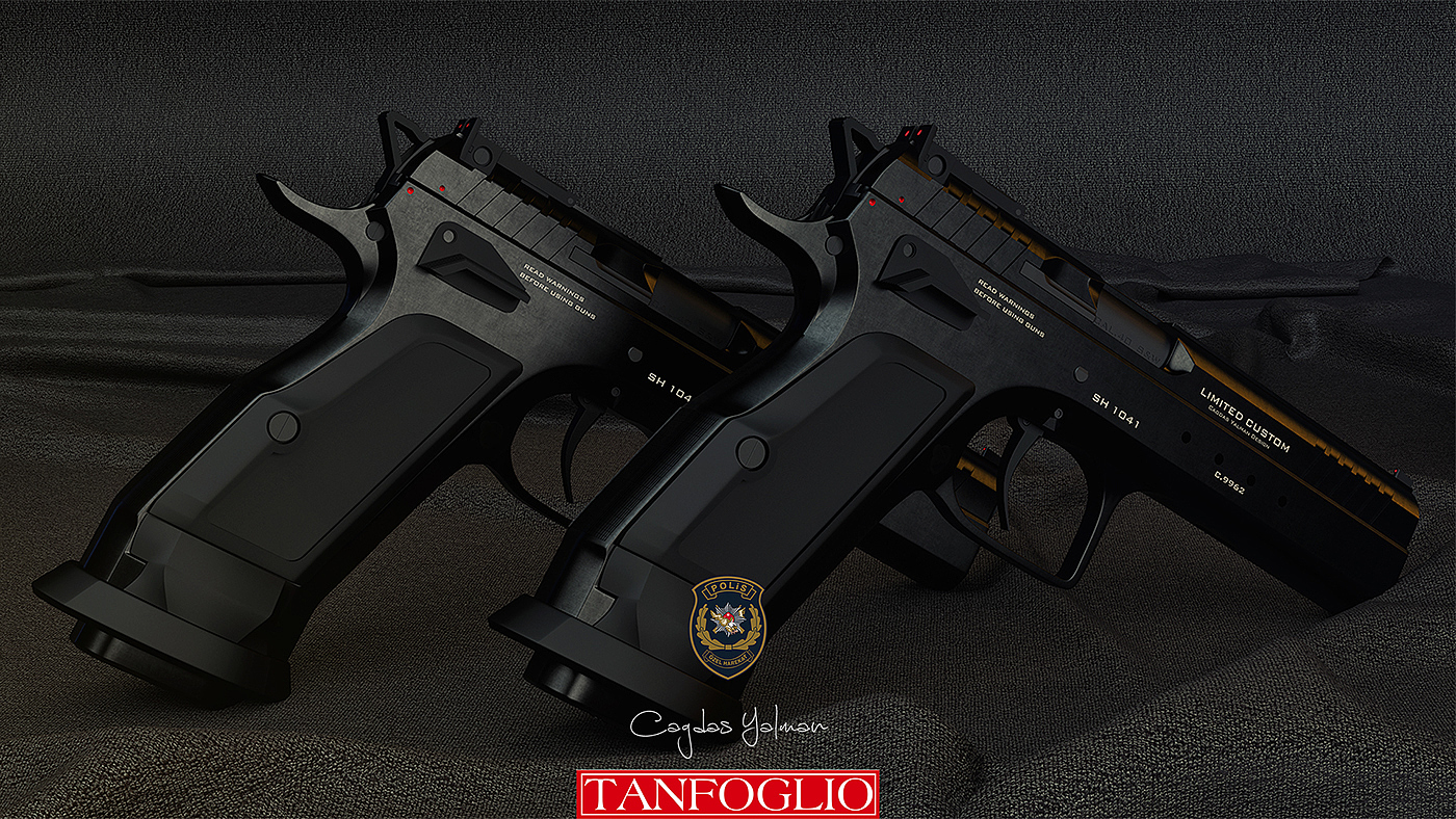 sketch，Black style，Black Custom，Tanfoglio，Black Police Pistol，firearms，