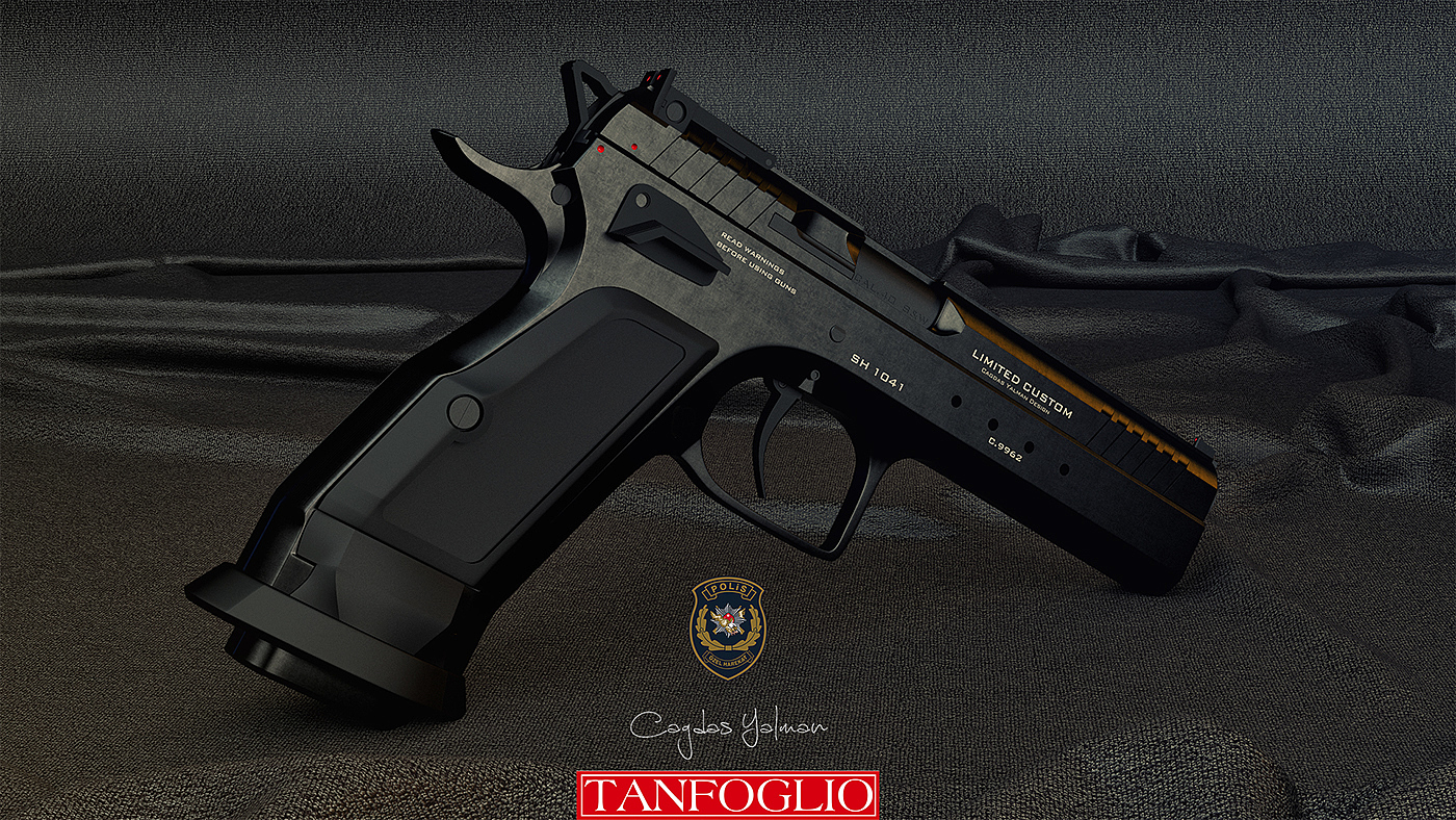 sketch，Black style，Black Custom，Tanfoglio，Black Police Pistol，firearms，