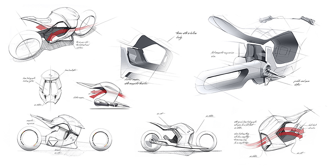 概念设计，摩托车，交通工具，时尚产品，