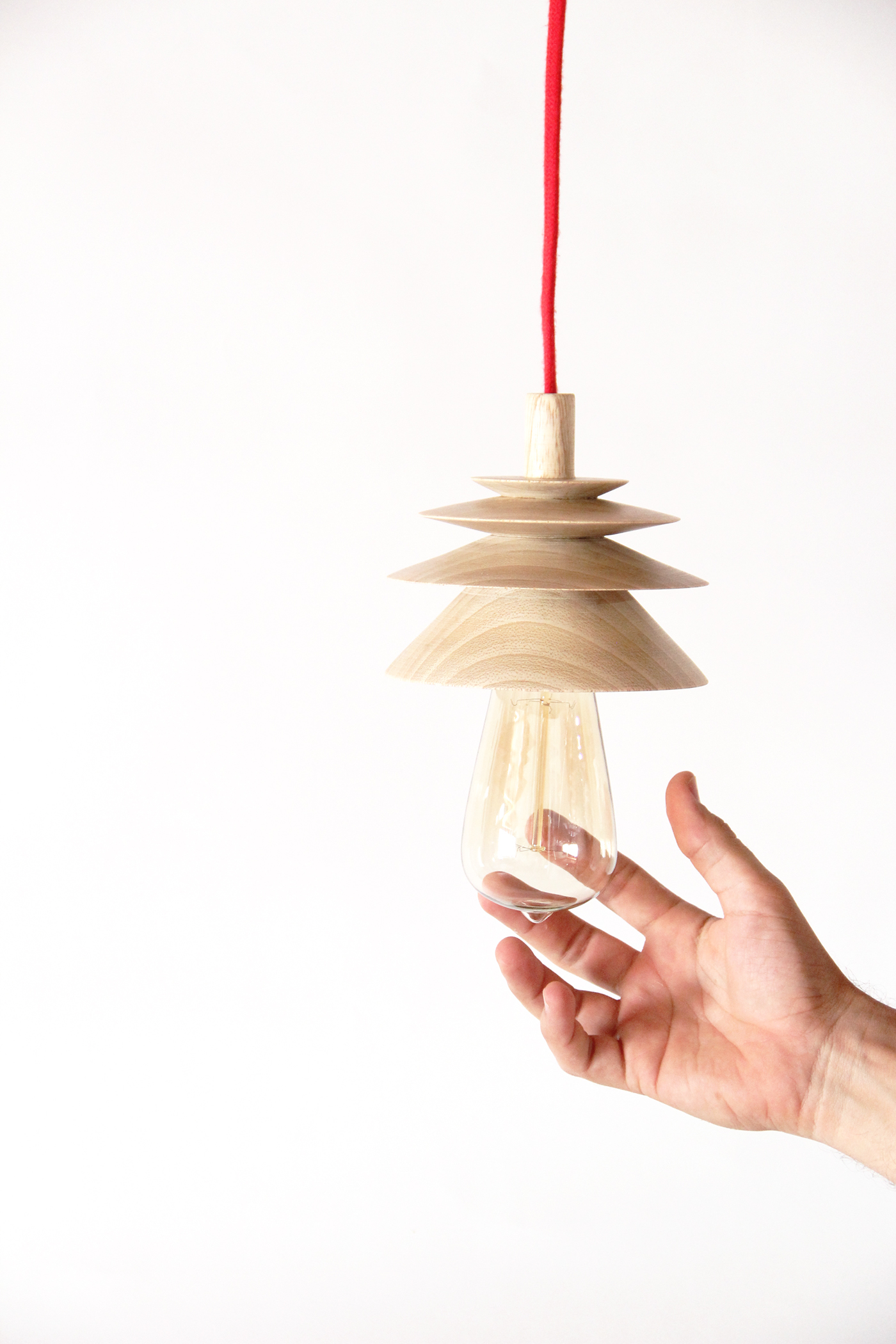 Level Lamp，a chandelier，wooden ，Mortar wood，Vintage bulb，