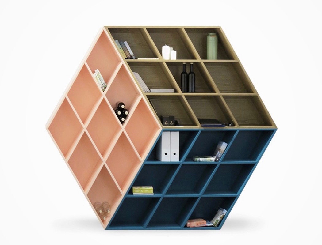 bookshelf，woodiness，Minimalist，Rubik's Cube，square，