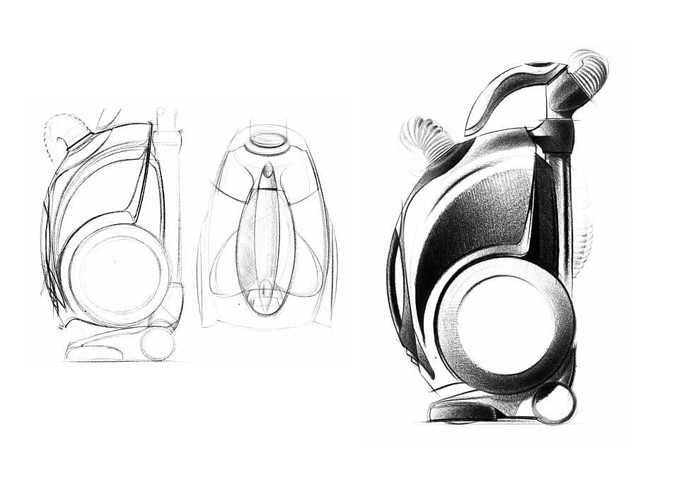 手绘图，线稿，铅笔稿，黑白，线描，流畅，产品感觉，家电，汽车手绘，交通工具手绘，摩托车手绘，吸尘器，收回推敲，造型比较，花洒，喷壶，头盔，座椅，把手，细节，曲面，高级曲面，