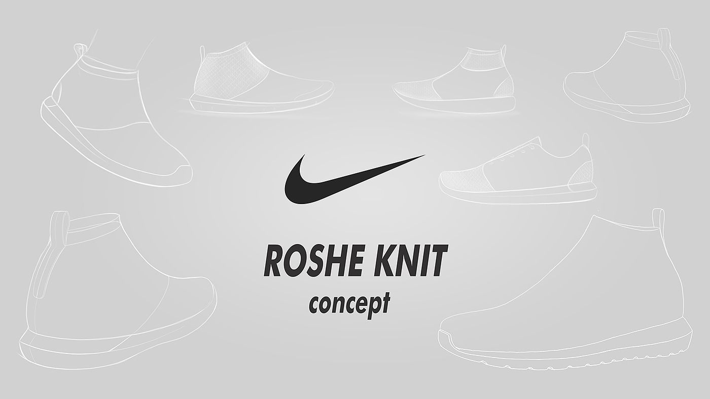 Roshe Knit，sneakers，Procreate app，Concept map，Nike，