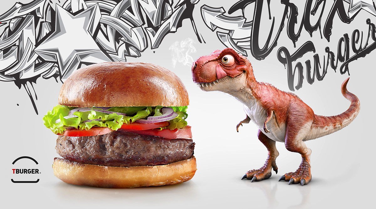product design，Dinosaur hamburger，originality，packing design，