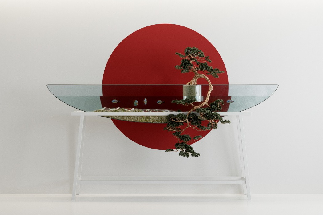 aqua，Flowerpot，fish tank，bonsai，multi-function，product design，