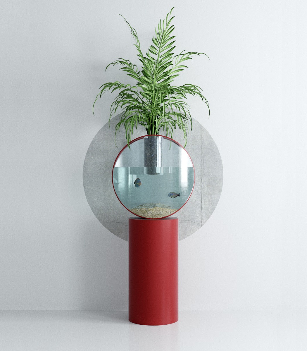 aqua，Flowerpot，fish tank，bonsai，multi-function，product design，