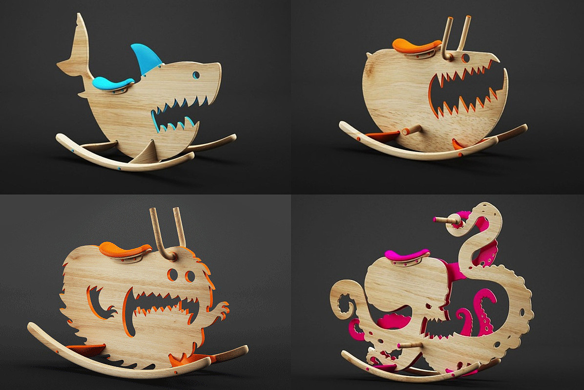 product design，Toys，Children's rocking chair，monster，