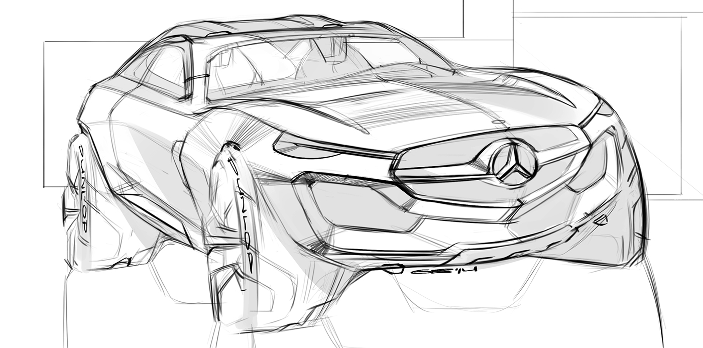 Hand drawn，sketch，Automobile design，Car design，