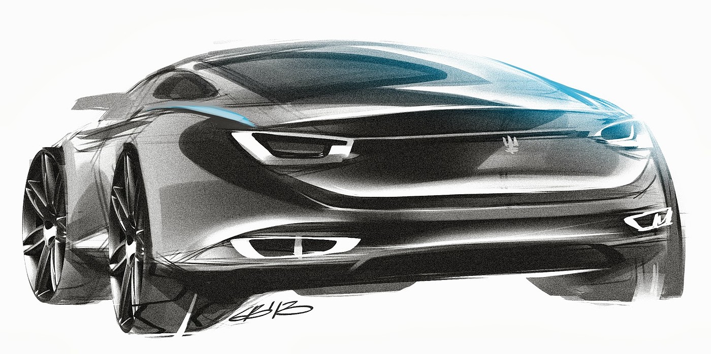 Hand drawn，Automobile design sketch，