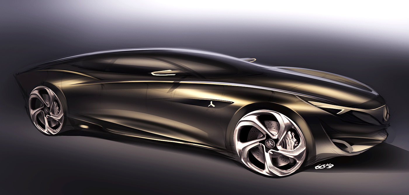 Hand drawn，Automobile design sketch，