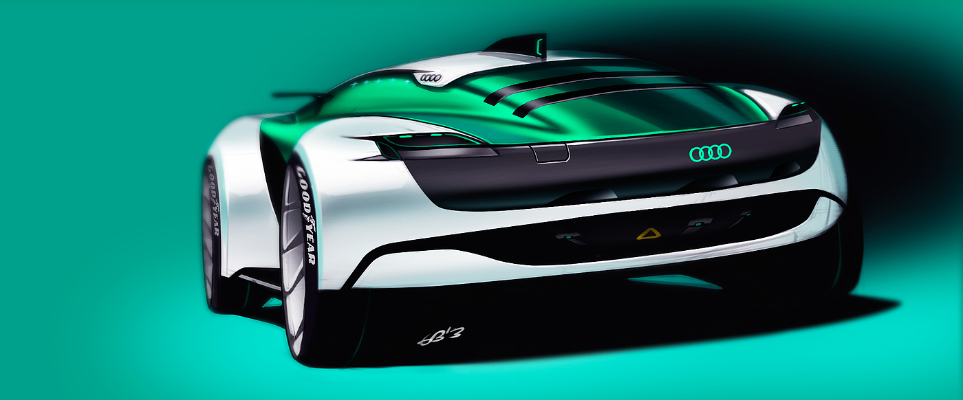 Hand drawn，Automobile design sketch，