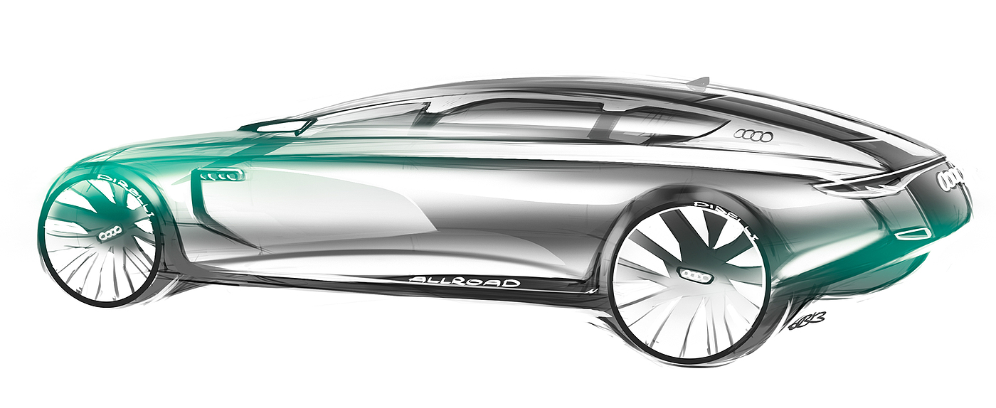 Hand drawn，Automobile design sketch，